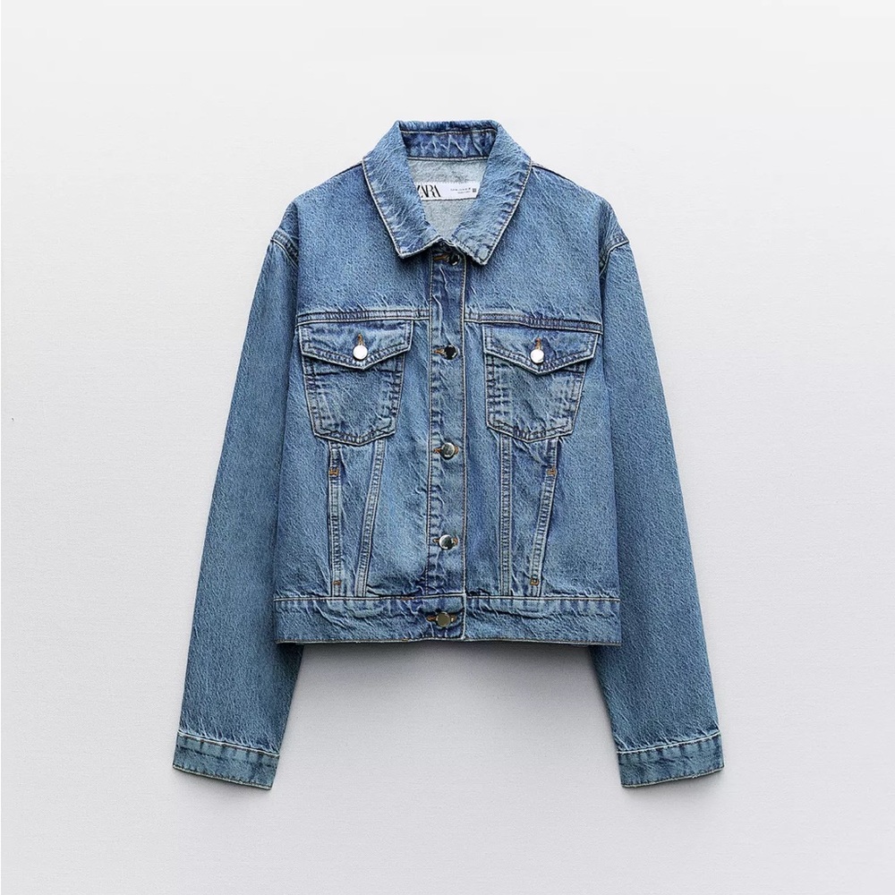 Zara Light Blue Denim Jacket Size Large NEW NWT